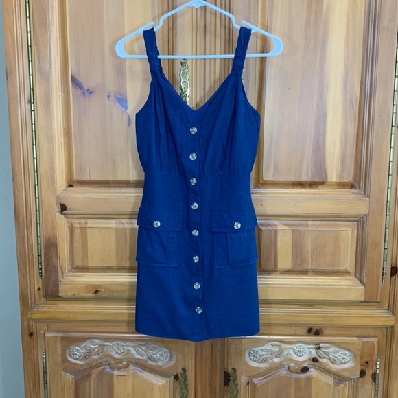 Lulu’s Blue Button Front Mini Dress - Picture 1 of 9